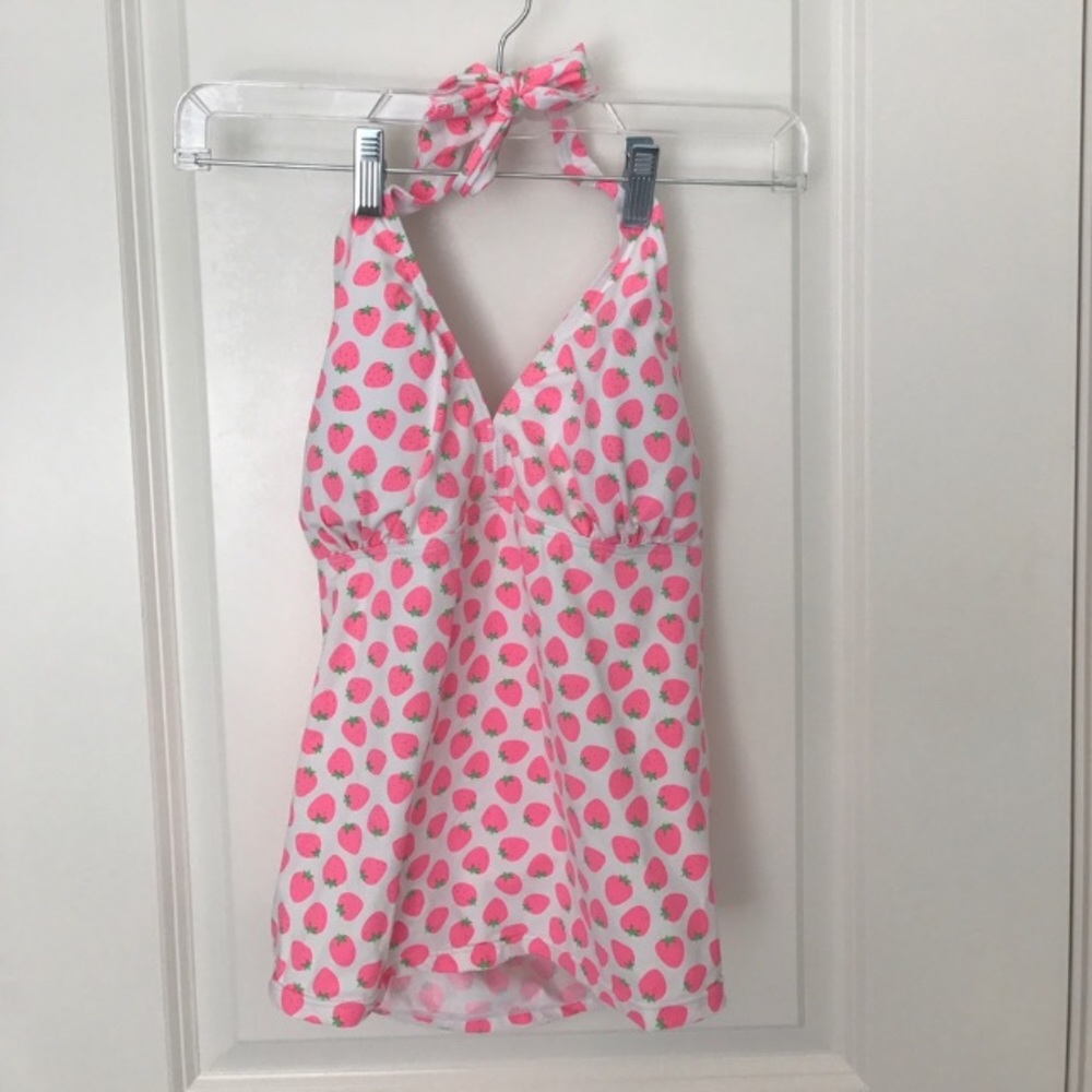 Strawberries tankini swim top EUC size 4 Octopus